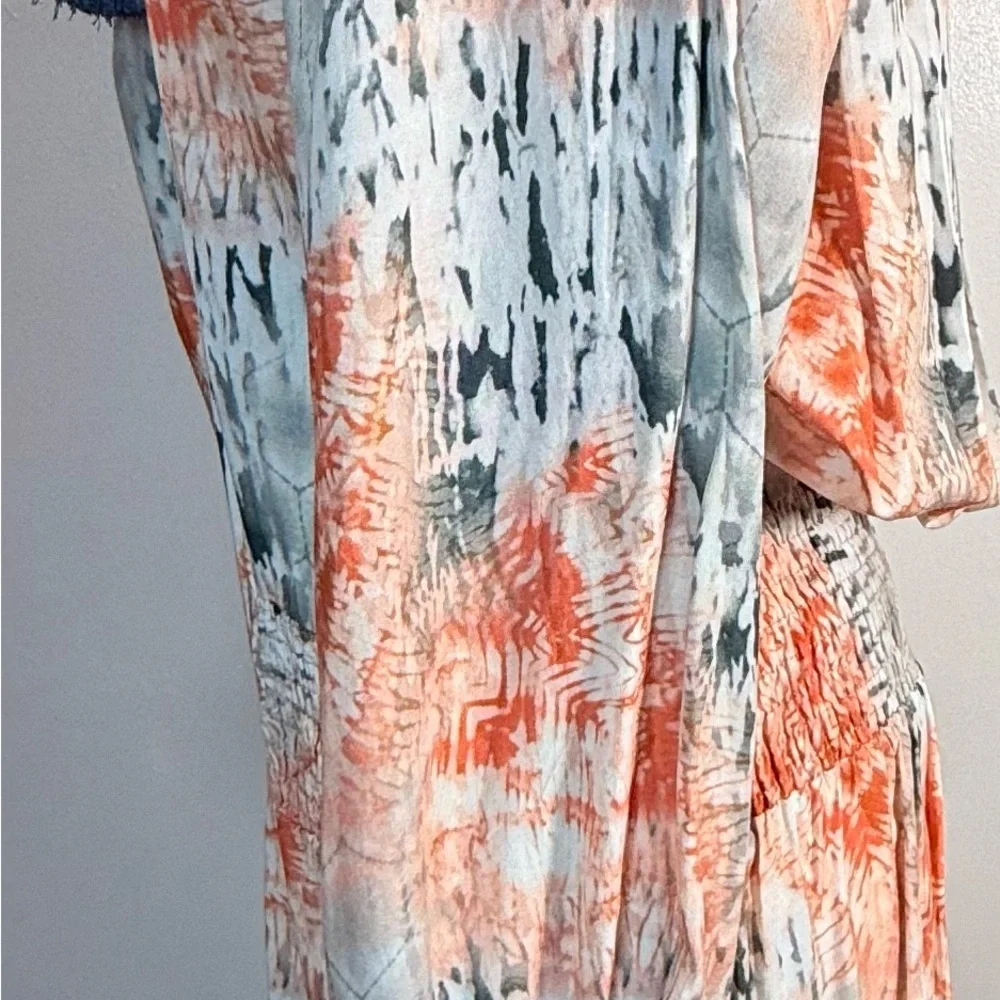 Tolani Vibrant Orange and Gray Long Sleeve Dress